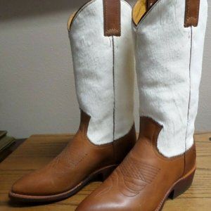 Frye Bruce Pull On Brown Leather Cowboy Boots-Womens 5.5 B-Calf Hair Shaft-NEW